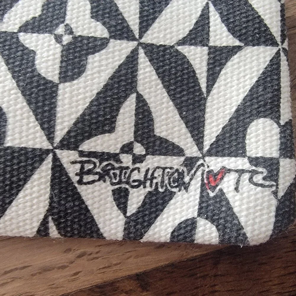 Brighton LOVE Canvas Pouch Bag Makeup Cosmetic Travel Bag Heart Black White